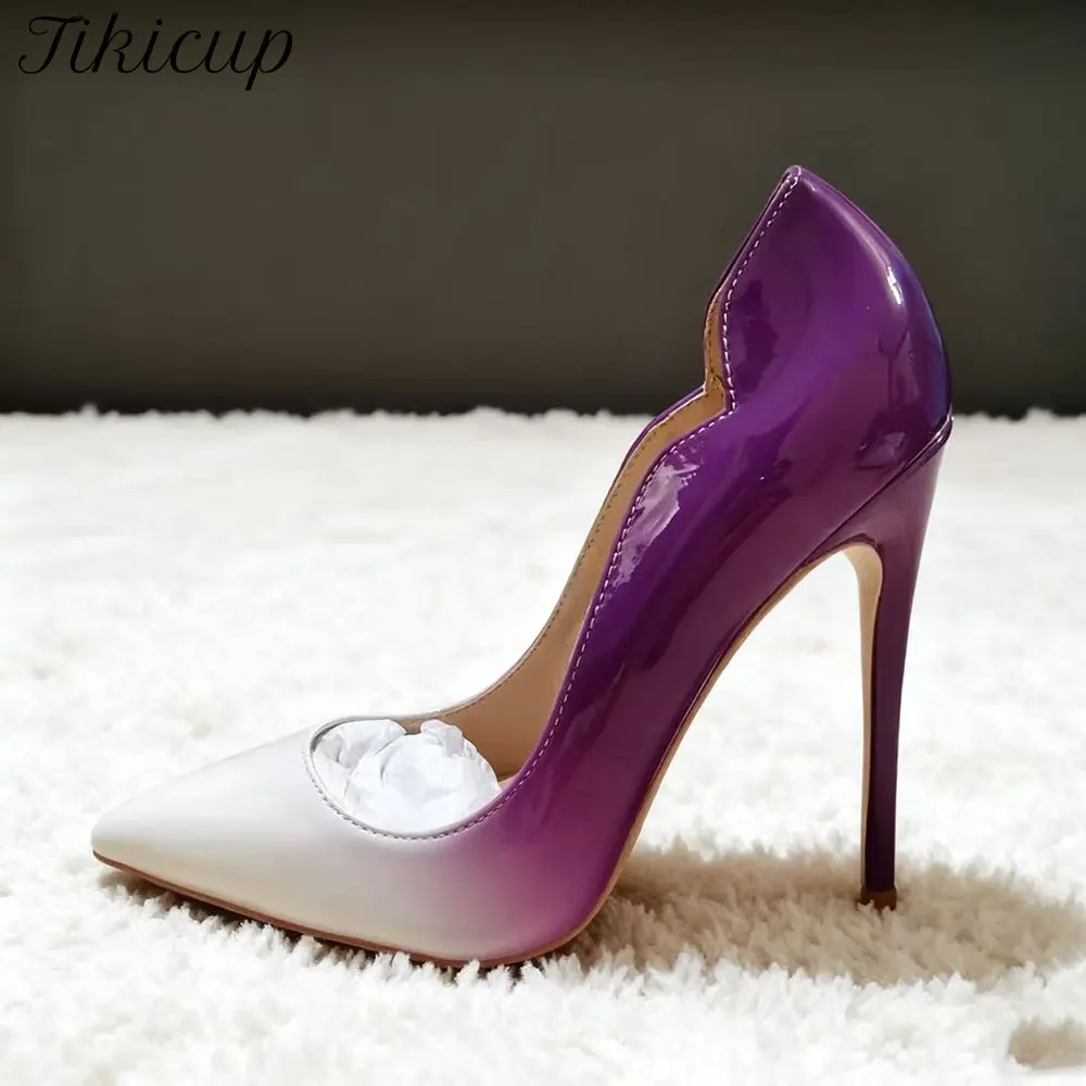 

Design Classic White Purple Patent Stilettos Heels for Women Curl Cut Pointy Toe High Heels Sexy Party Dress Shoes Club Pumps