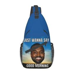 Grappige Kanye West Meme Crossbody Sling Rugzak Mannen Custom Pop Rapper Schoudertas Voor Fietsen Camping Dagrugzak