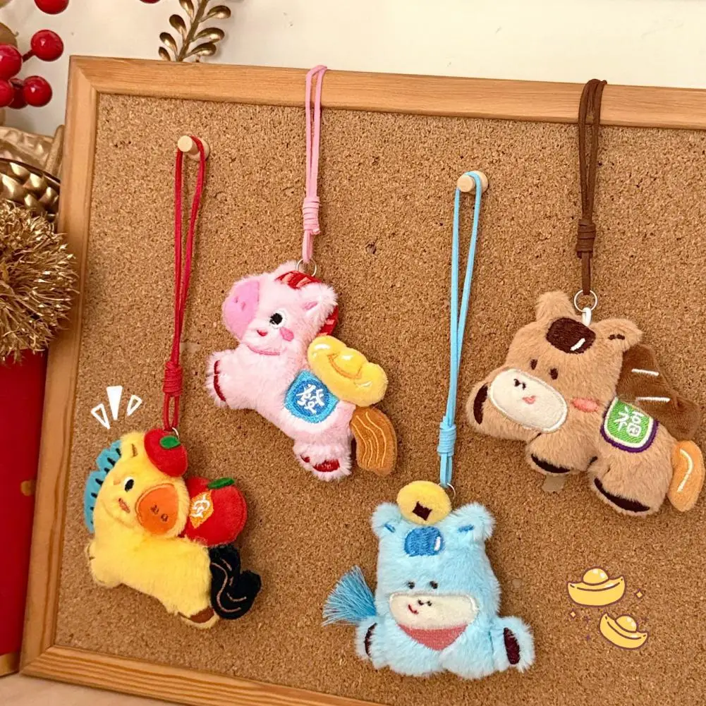 Non-fading Keychain Colorful Plush Horse Keychain Pendant Good Luck Mascot Charm for Wallet Backpack Decorative Car Accessory