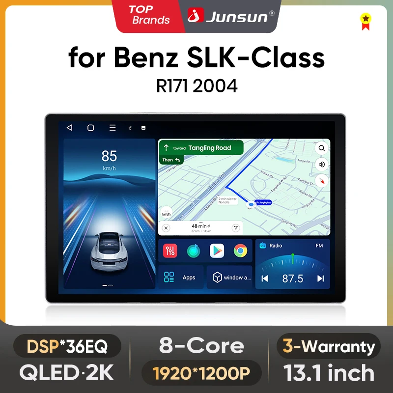 Junsun 13,1 Zoll QLED Android Wireless CarPlay Autoradio für Mercedes Benz SLK-Klasse R171 2004 Intelligente Systeme DSP SWC