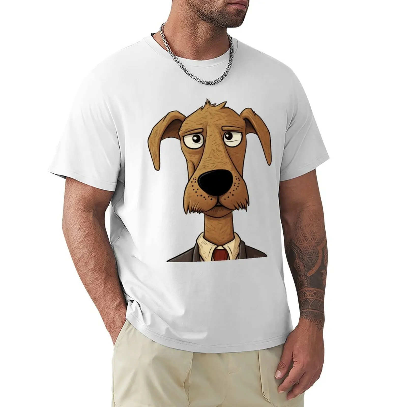 Playful Human-Like Dog Cartoon Illustration (No. 13) T-shirt shirts graphic tees plain men t shirts