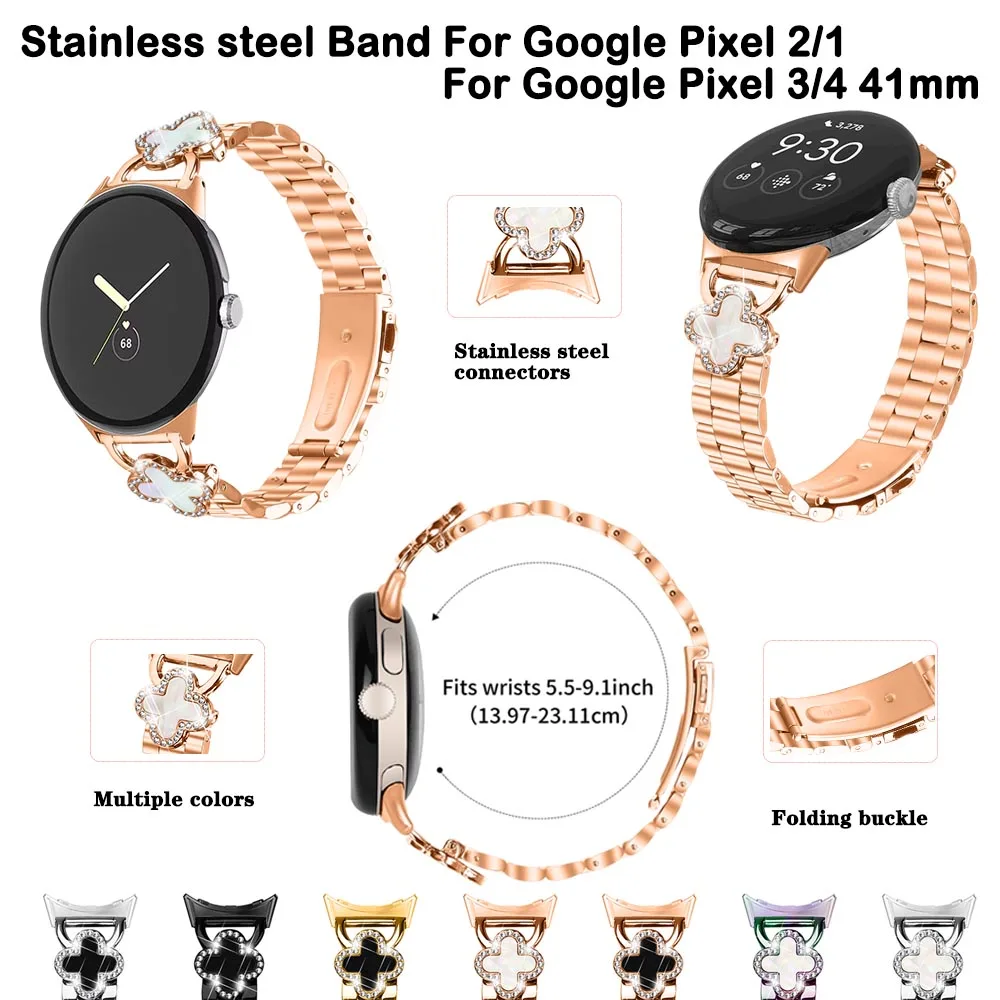 

Ремешок из нержавеющей стали для Google Pixel Watch 3/4 41 мм, ремешок для часов, металлический разъем, стильный браслет для Google Pixel Watch 2/1, ремешок