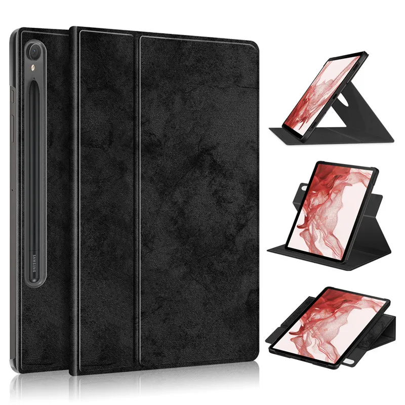 

Tablet Coque For Samsung Tab S9 Plus Case 360 Rotating Soft Fabric Stand Cover For Galaxy Tab S9 Plus Smart Case For Tab S9 2023