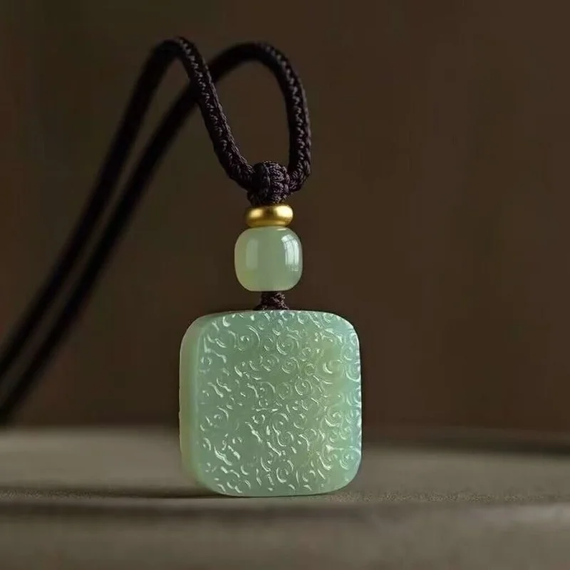 

New Natural Hotan Jade Auspicious Clouds Pendant Jadeite Amulet Charm Fashion Jewelry Gifts Women Her Sweater Chain