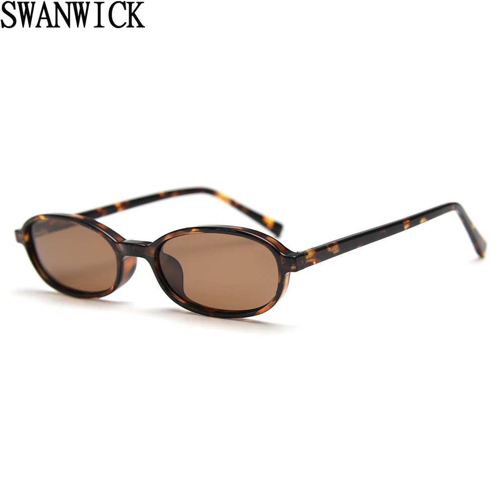 Swanwick small frame sunglasses retro women TR90 Korean style polarized sun glasses oval men unisex brown grey leopard UV400