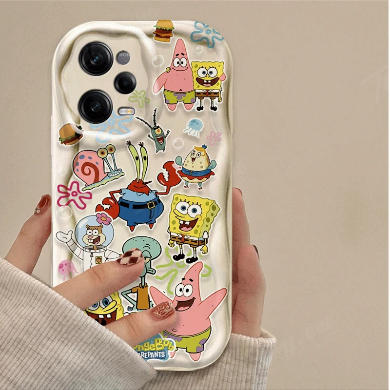 Lovely SpongeBobs Wave Phone Case For Xiaomi Redmi Note 13 12 11 Pro Plus 4G 5G 12S 11S 10 10S 9 9S 8 13C 12C 10C Turbo 3 Cover
