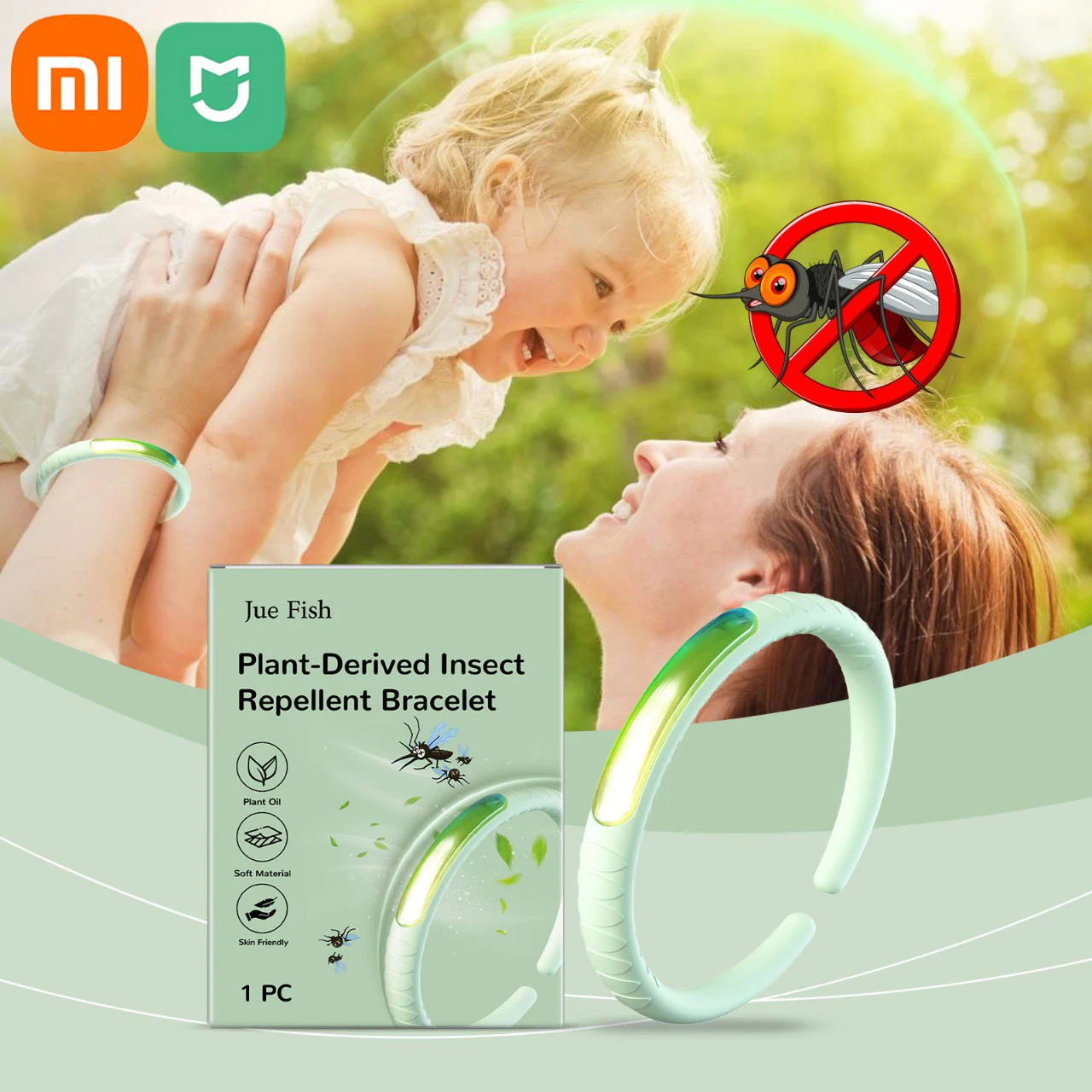 צמיד נוגד יתושים XIAOMI עם שמן אתרי צמחי סיטרונלה, מוצרים לבית ולחוץ למבוגרים וילדים