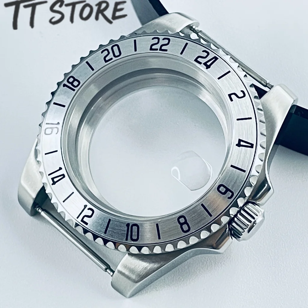 40mm Silver Watch Case Featuring GMT Aluminum Bezel And Sapphire Compatible with NH34 NH35 NH36 NH38 NH39 NH70 ETA2824 PT5000