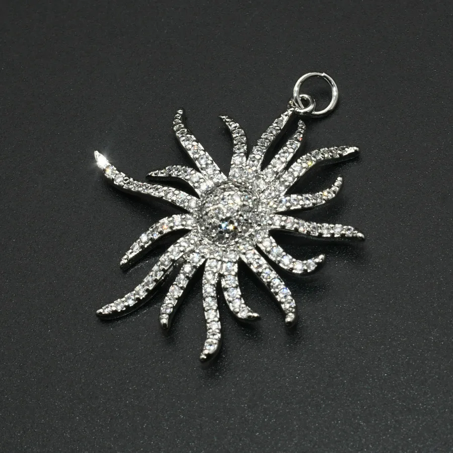 

Classical Style Gold Silver Color Sun Flower Shape White CZ Setting Pendants For Necklace Making Accessory
