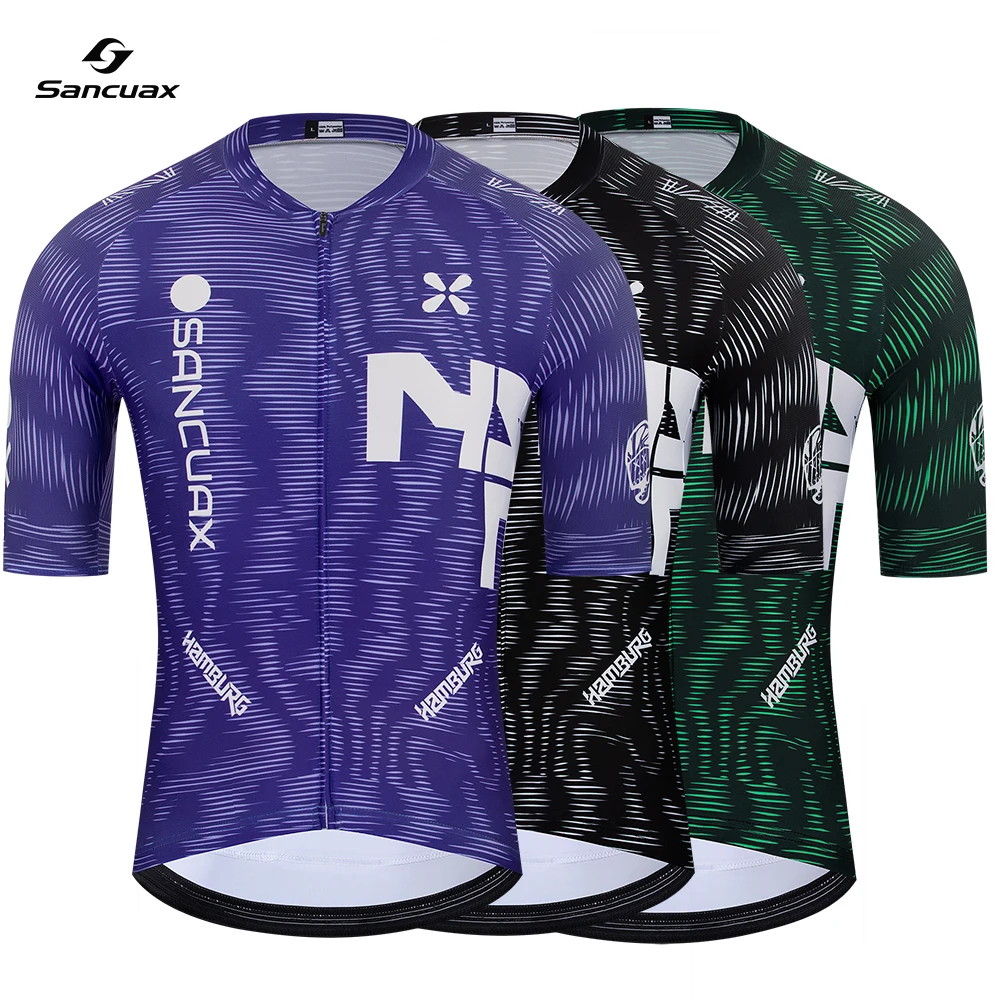 SANCUAX Nouveau maillot de cyclisme d'été pour hommes, manches courtes, respirant, maillot de cyclisme sur route, mode, vêtements de sport pour vélo en plein air