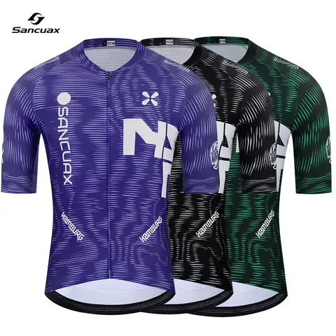 SANCUAX Nuova Maglia Estiva da Ciclismo per Uomo, Maniche Corte, Traspirante, per Bici da Strada, Moda Outdoor, Maglietta Sportiva per Bicicletta