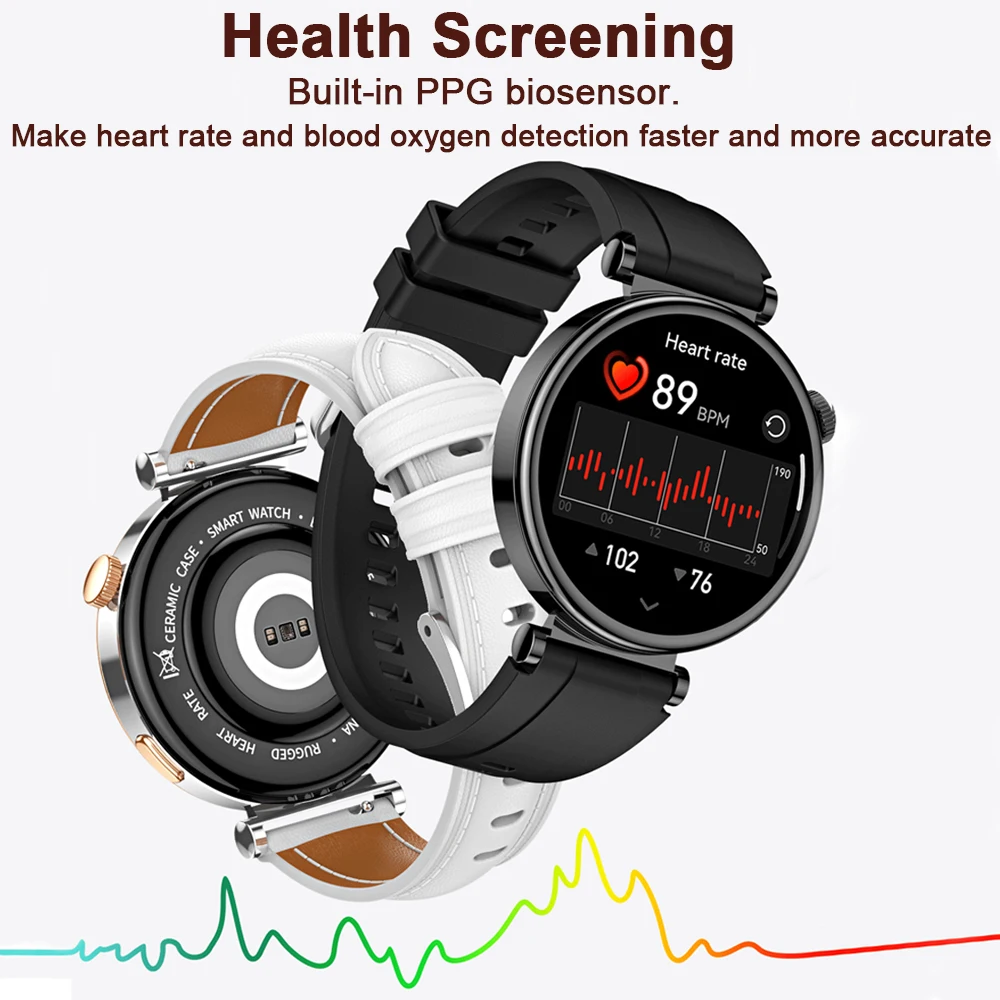 For Watch 4 mini Fashion Women Smart Watch AMOLED 360*360 HD Sport Watches IP68 Waterproof Heart Rate Bluetooth Call Smartwatch