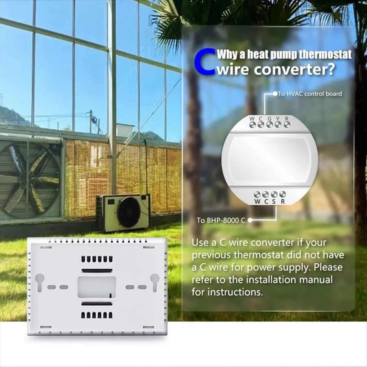 Smart WiFi Thermostat 4.8 Inch LCD Touch Screen Smart Thermostat for Heat Pump C-Wire Adapter Included