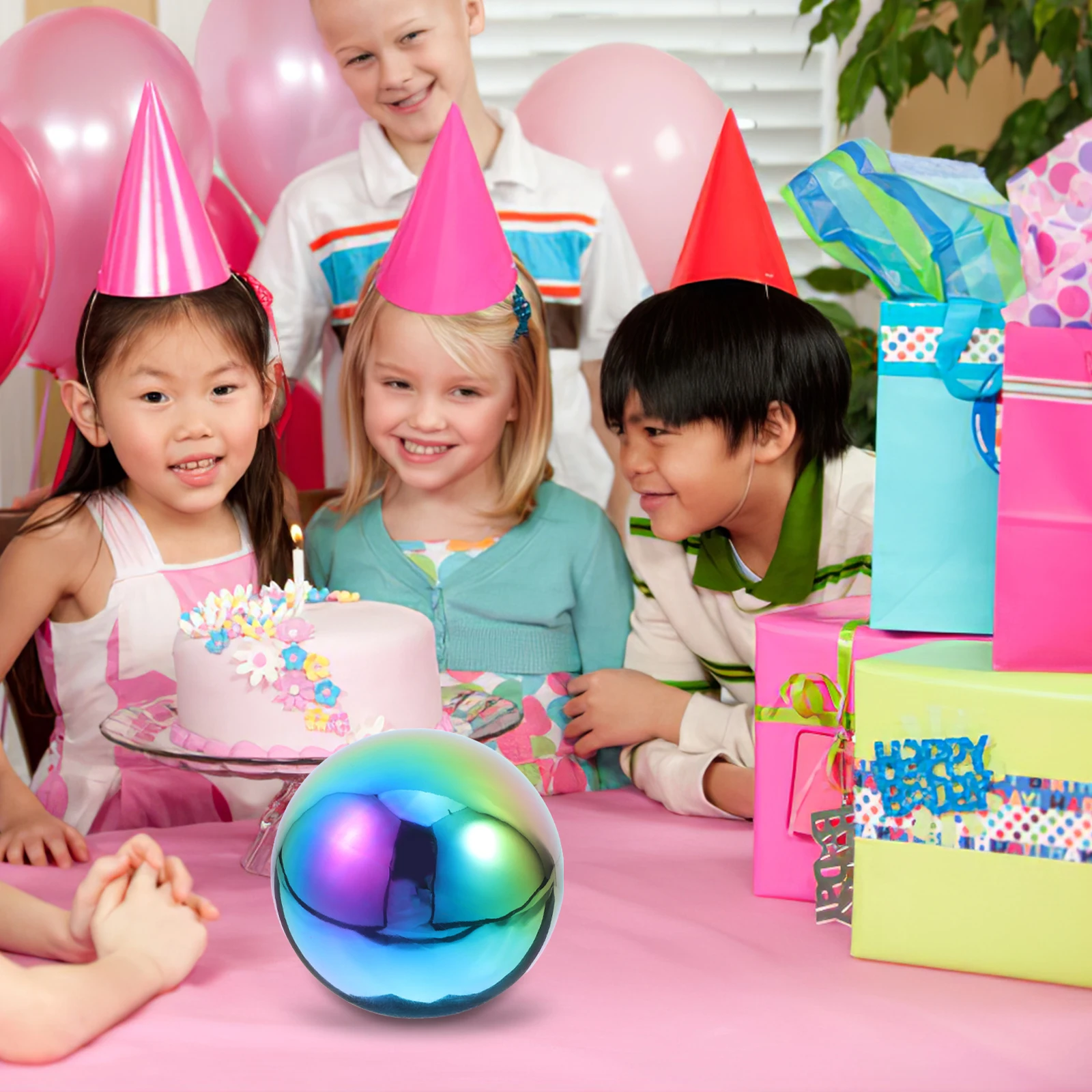 

Seven-colored Hollow Spheres Stainless Steel Balls Mirror Polished Round Metal Decor Accessories Colorful Multi-purpose Planters