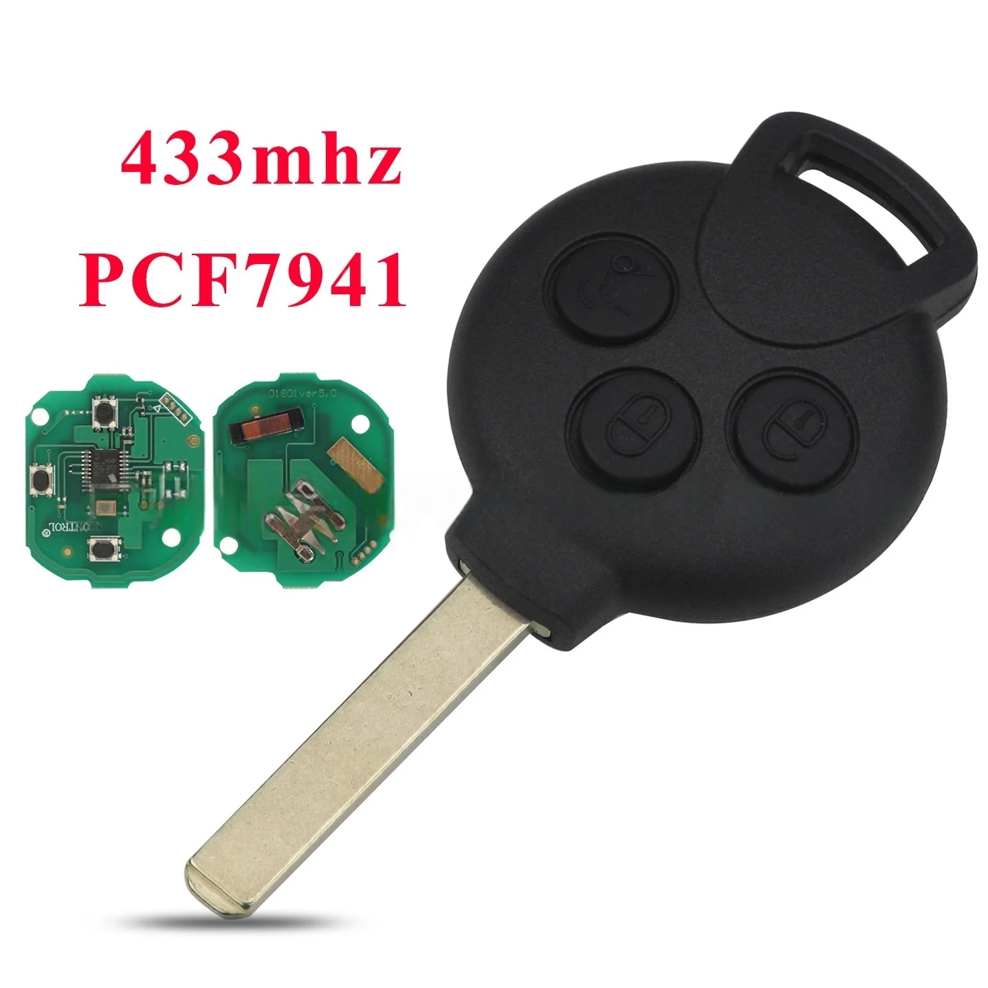 

Подходит для Mercedes-Benz Smart Fortwo 3-кнопочный ключ дистанционного управления 433 МГц PCF7941