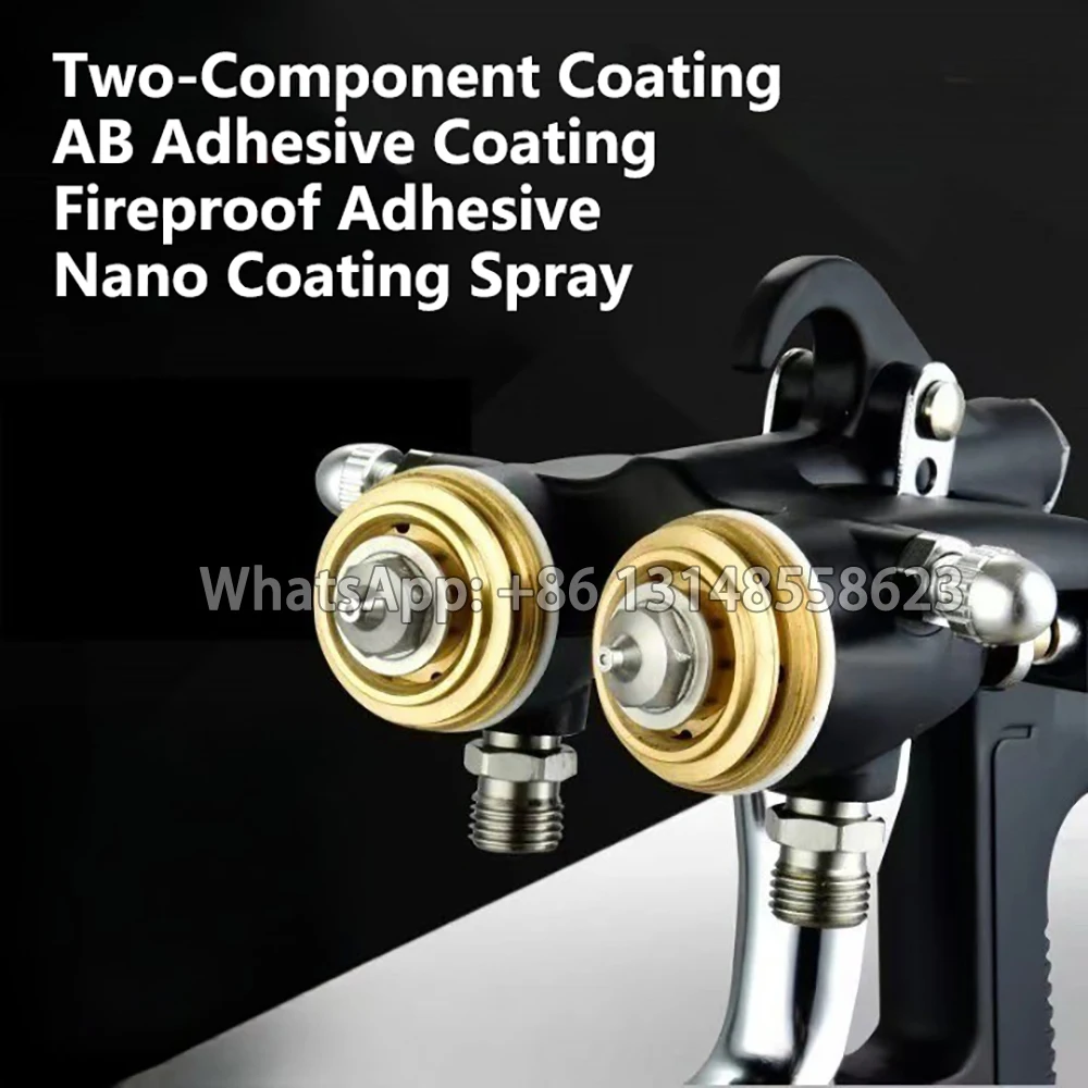Double Head Spray Gun Dual Nozzle Sprayer External Mixing Two-component Coating With 1.4/1.8/2.2mm Nozzle Paint Spraying Tool