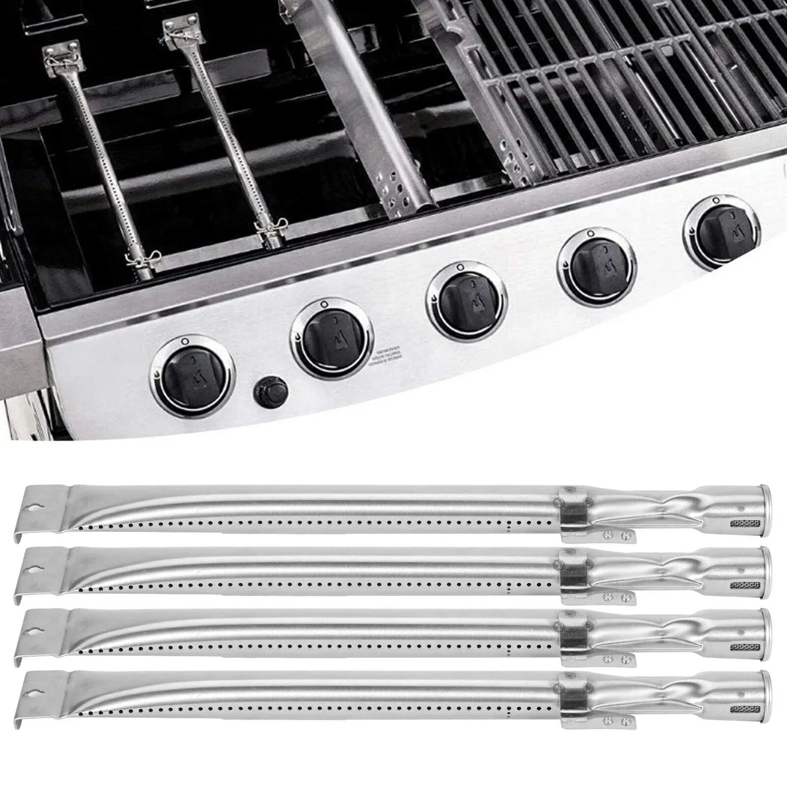 4pcs Bbq Stainless Steel Burners Kit For Grill Master Grill Accessories Replace Parts Fits For Home Depot Nexgrill