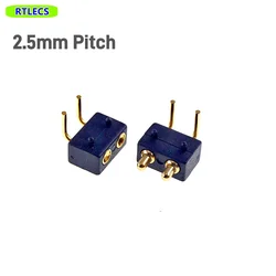 Spring Loaded Connector Pogo Pin 2 Pole 2.5 Grid Male Right Angle Target Contact Concave Face Through Holes Pogopin Probe PCB