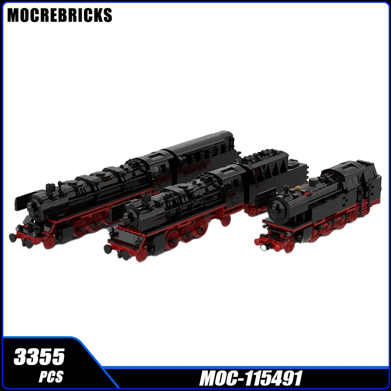 MOC Street View Retro Black Red Train Building Block DIY Model Collection Experts High Difficulty Education Bricks Toys For Kids