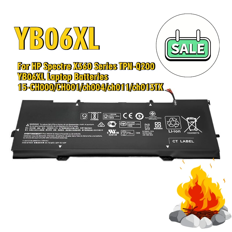 

For HP Spectre X360 Series TPN-Q200 YB06XL Laptop Batteries 15-CH000/CH001/ch004/ch011/ch013TX