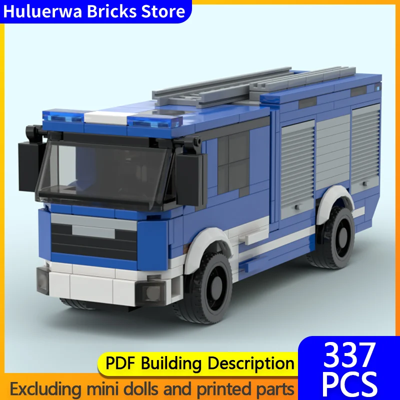 

City Car Model MOC Building Bricks Water Tank Fire Engine Modular Technology Children Holiday Gifts Assemble Toys Suit
