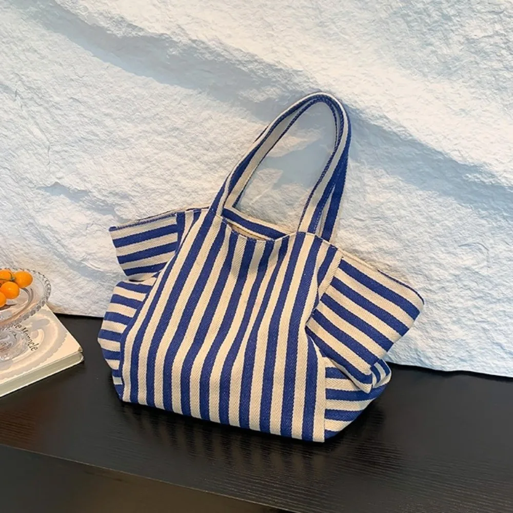 Canvas Stripe Underarm Bag Shopping Bag Black/Blue/Red Felt Handbag Shoulder Pouch All-match Cloth Shoulder Bag Women