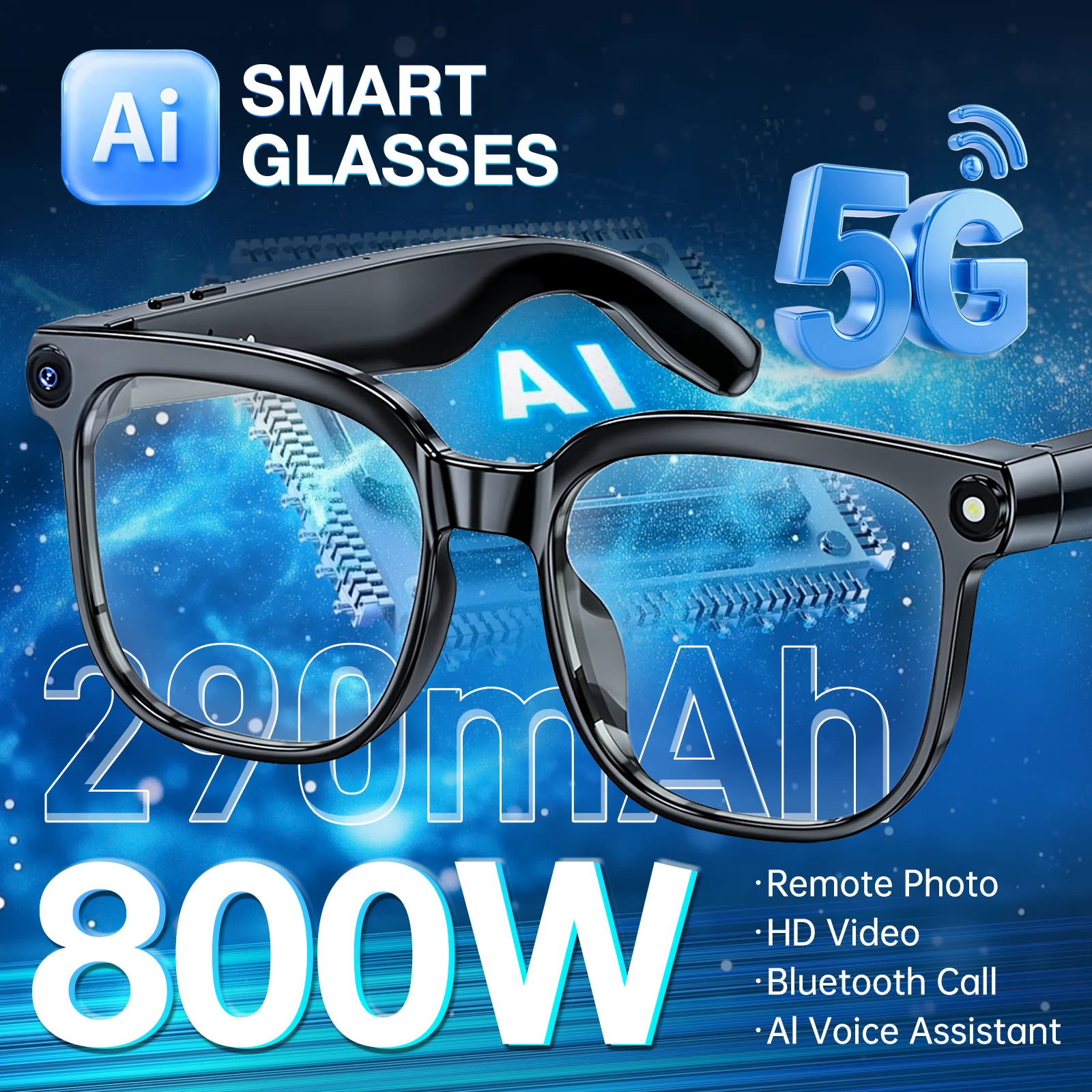 

HOWENS 800W Camera AI Glasses Men Color-Changing Smart Translation Glasses Photo Video Recording Waterproof Call Smart Sunglasse