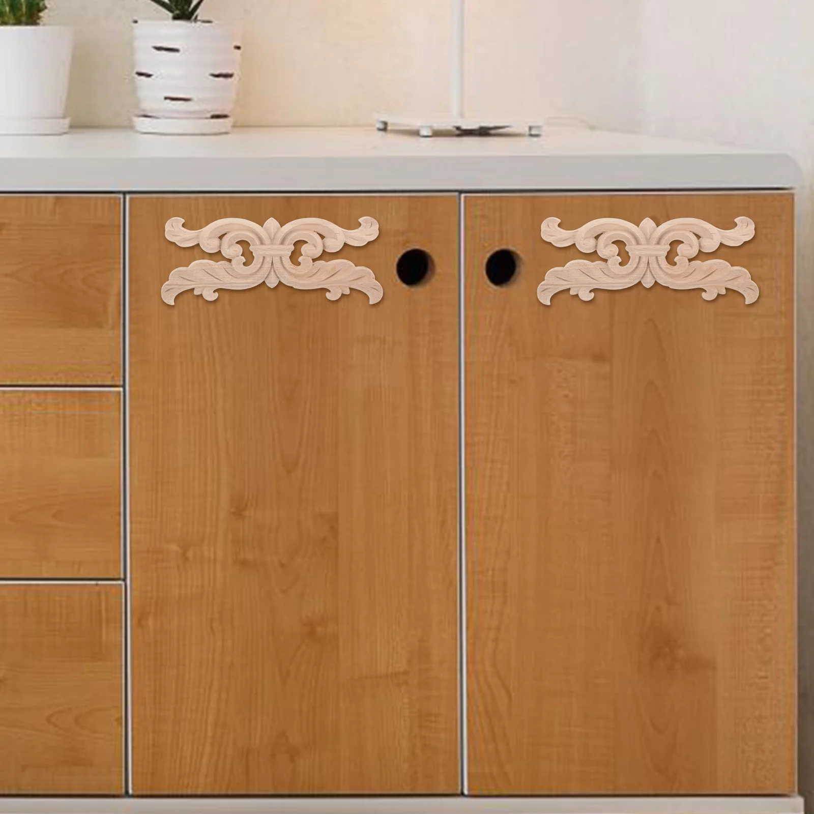 2 قطعة الخشب المنحوت زين Onlays غير مصبوغ الزاوية زهرة المنحوتات DIY الأثاث الشارات الزخرفية لخزائن الأبواب الجدران