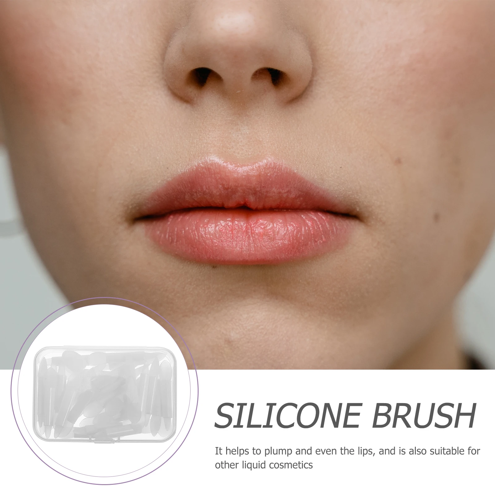 Conjunto de Pincéis de Maquiagem para Lábios Aplicador de Silicone Ferramenta Portátil para Aplicação Precisa de Lápis Labial Gloss Máscara Diária