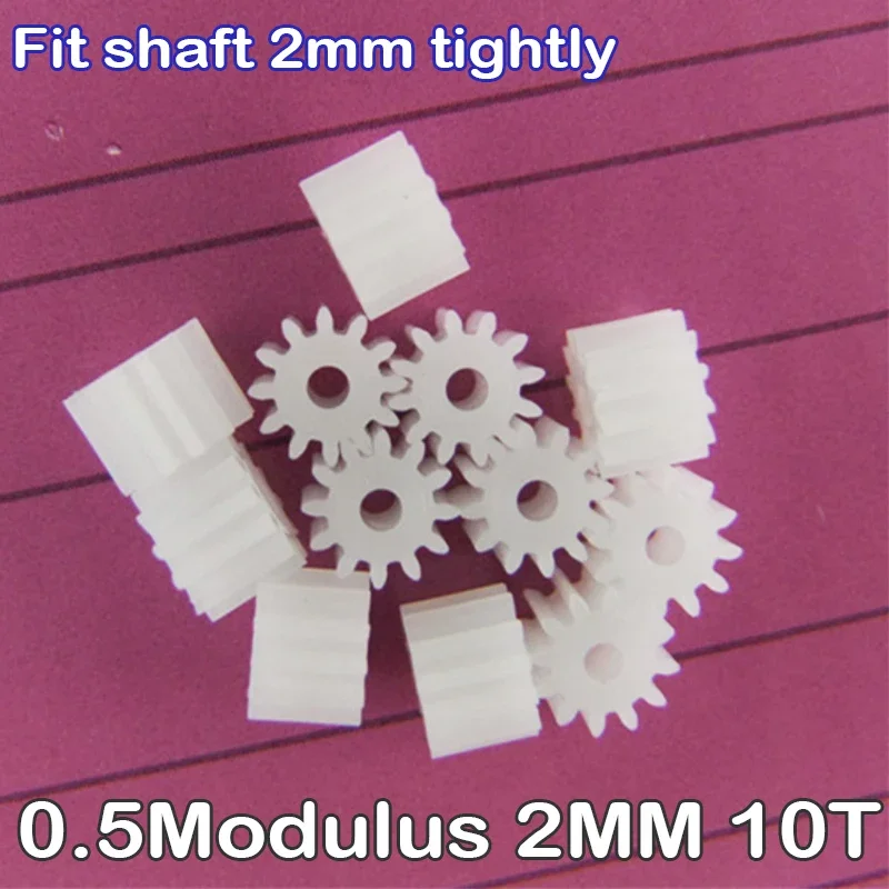 10PCS Plastic Spindle Motor Gear 102A 0.5 Modulus 2MM T=10 10 Teeth  Micro Mini DC Electric Motor Model Small Toy Car Boat