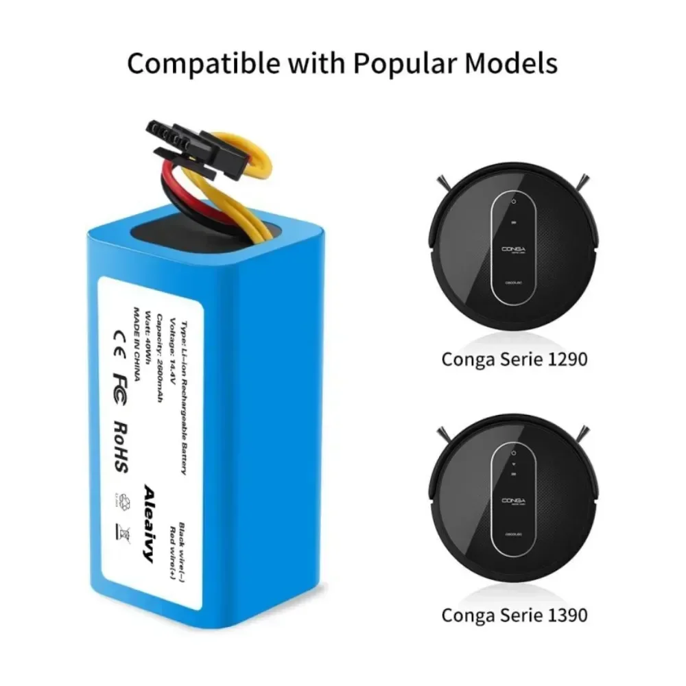 For Cecotec Conga 1290 1390 1490 1590 Robot Vacuum Cleaner Battery Gutrend Echo 520 14.4V 12800mAh 3500mAh Lithium-ion Battery