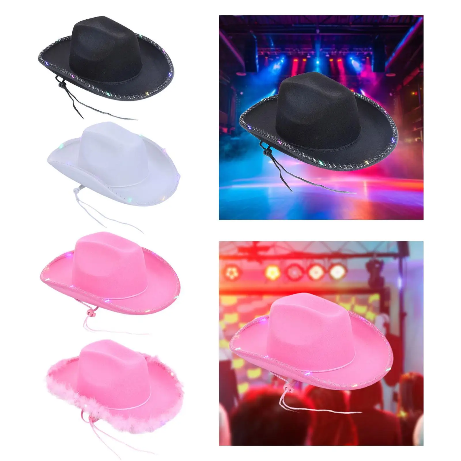 قبعة راعية البقر النسائية مع قبعة رعاة البقر ذات حافة واسعة خفيفة مع حبل الرياح #4