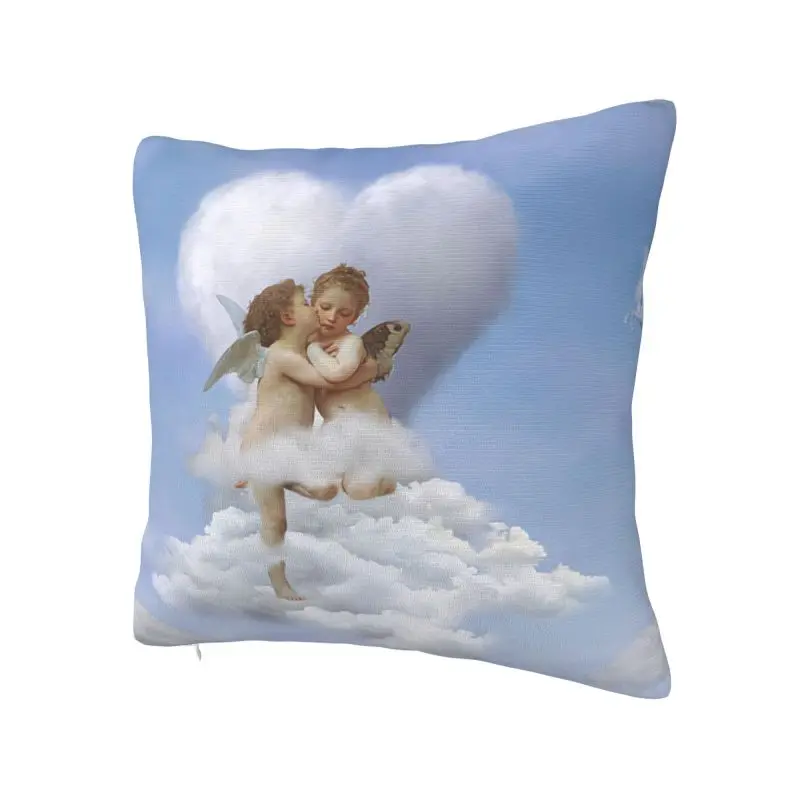 Clouds Angels Kiss Pillow Case Decor Home Modern Renaissance Cherub Chair Cushion Square Pillowcase