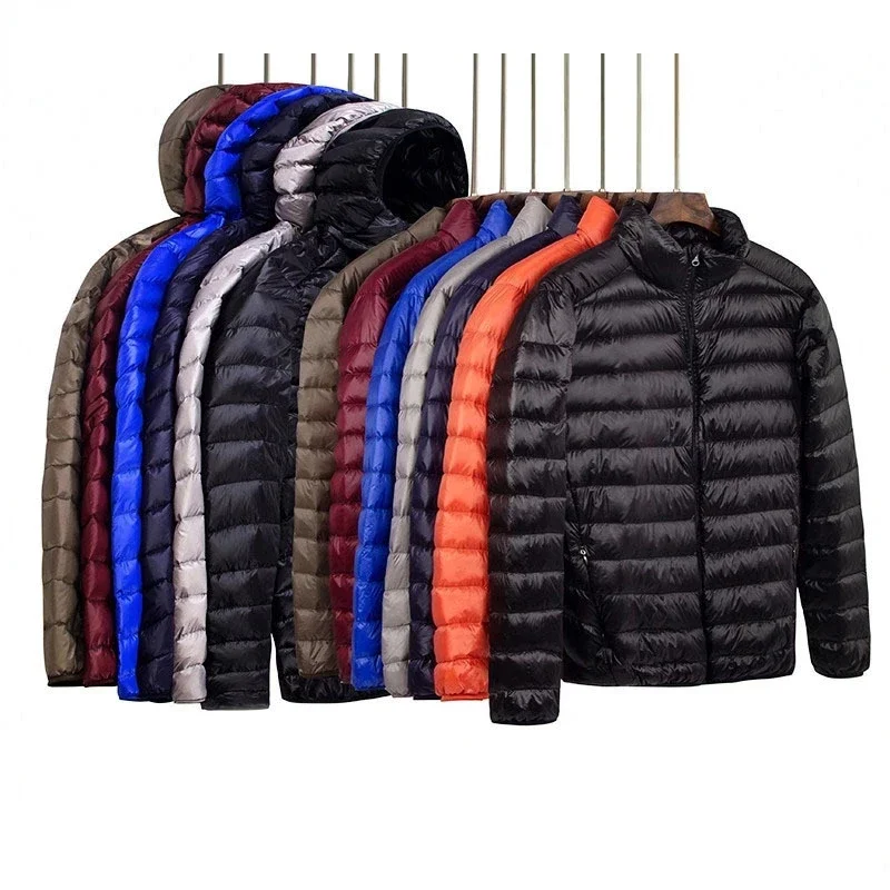 Casaco leve e ultrafino para baixo masculino, parka de algodão quente, casaco com zíper, jaqueta esportiva masculina casual, plus size, moda inverno, novo