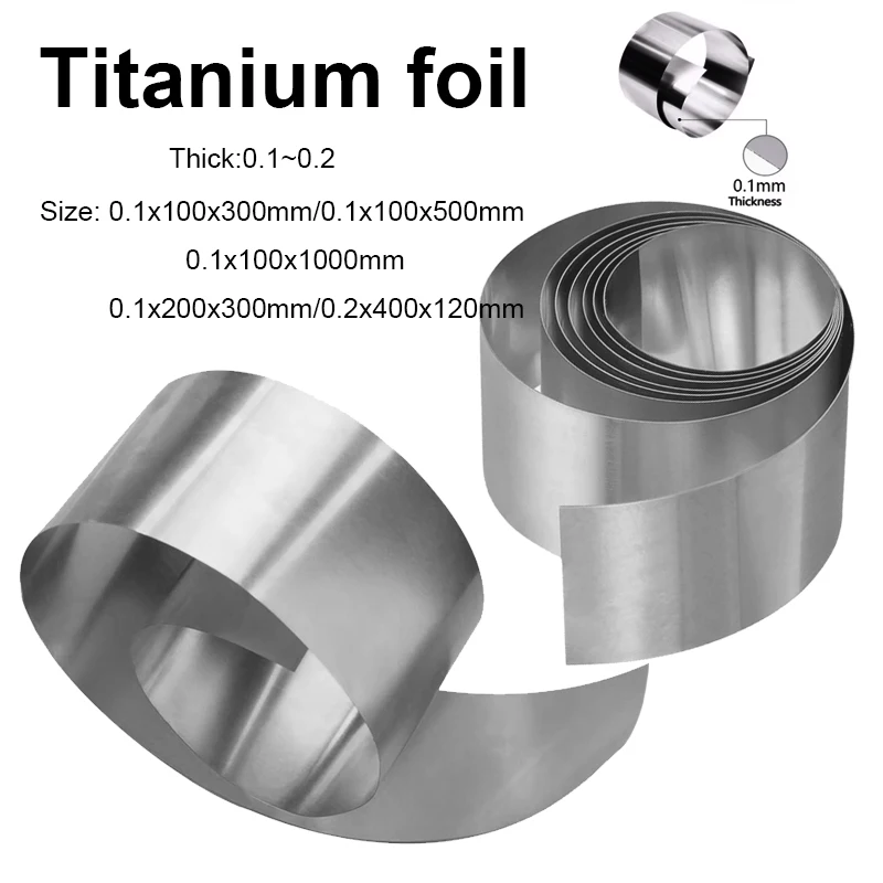 1pcs 0.1-0.2mm titanium alloy Gr2 titanium foil thin titanium plate high purity metal square plate foil length 300-1000 mm
