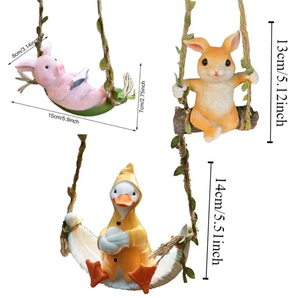 Resin Rabbit Swinging Garden Decoration Waterproof Pendant Rabbit Swing Miniature Figures Hand Made Statue
