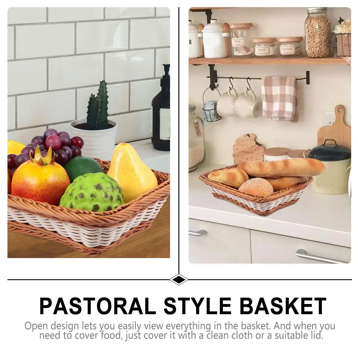 

Plastic Woven Fruit Basket Bread Snack Container Pp Storage Home Hotel Shop Practical Kitchen Bar Accessories