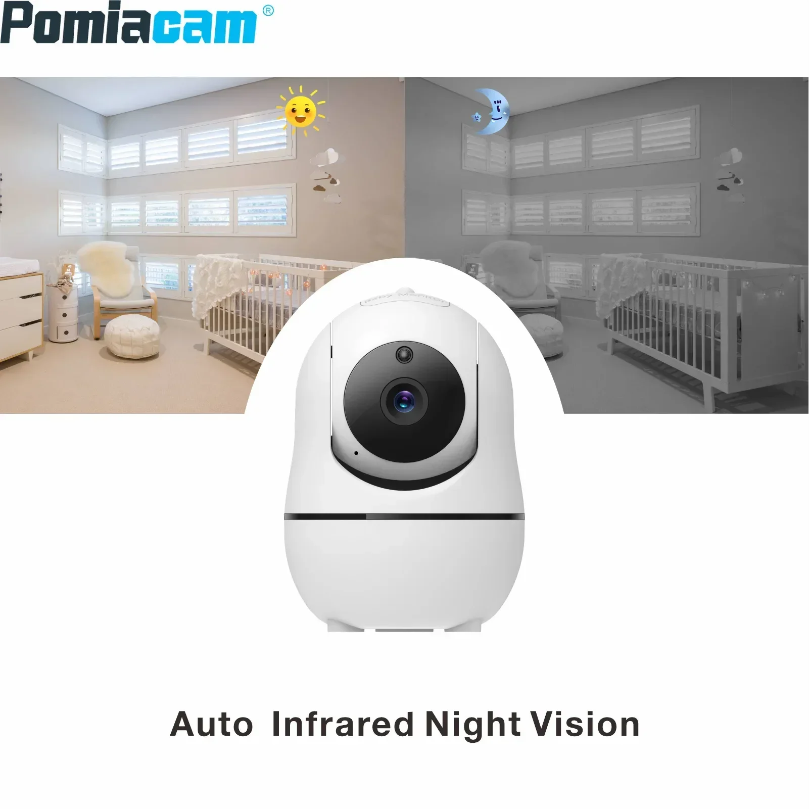 Imagem -04 - Rotating Baby Monitor sem Fio Balançando a Cabeça Câmera Visão Noturna Intercom Lullaby Segurança Sm50 hd