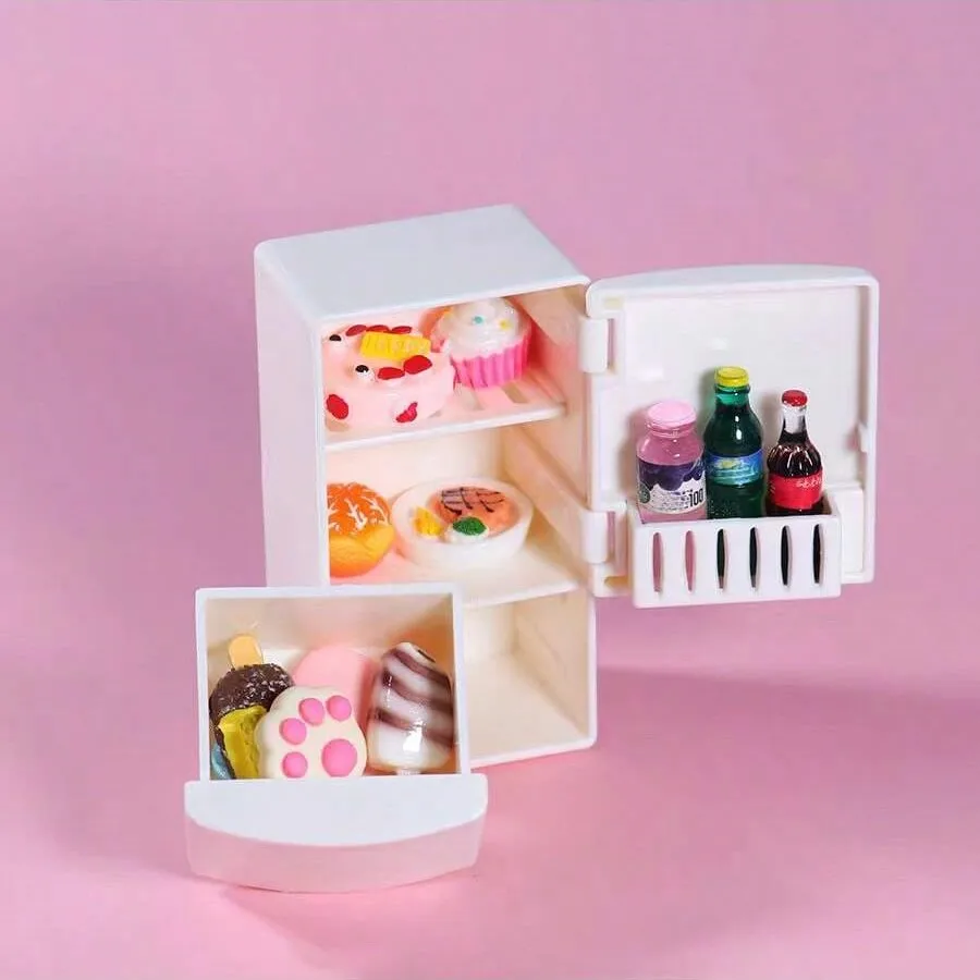 Dollhouse Miniature Refrigerator: 1/12 Mini Simulated Kitchen Scene Model, Collected by Miniature Enthusiasts
