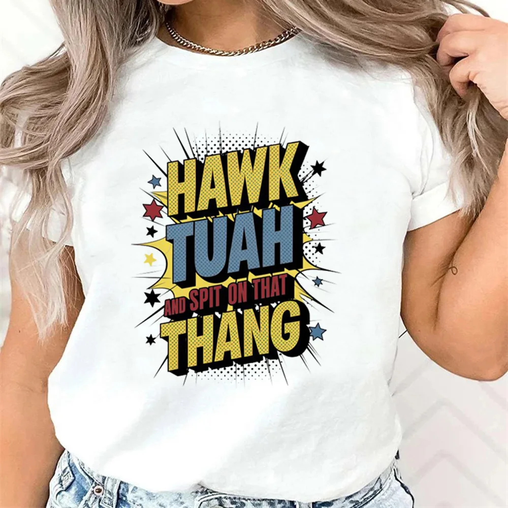 Hawk Tuah tshirt damski japońskie anime letnia koszulka dziewczyna graficzne ubrania y2k