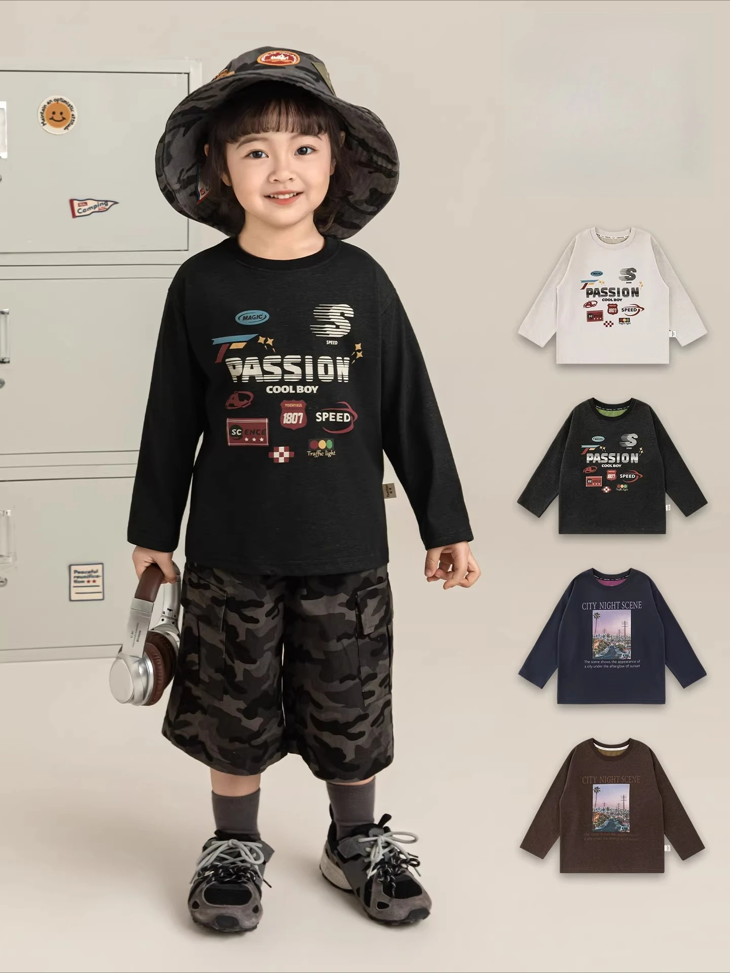 

2026 Spring Girls Dual-Layer Cartoon Tee Long Sleeve Cool Tech Casual Kids Top 3-12Y