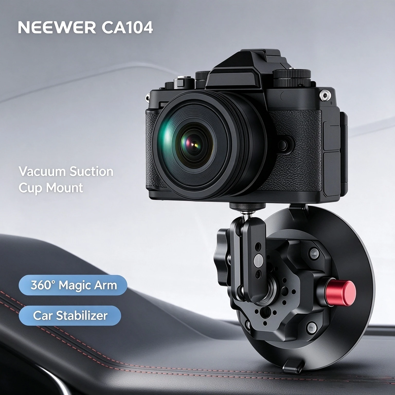 NEEWER CA104 Vacuum Suction Cup Mount Car Shooting Bracket 360 Magic Arm Stabilizer for Mirrorless Phone GoPro Action Camera Pho