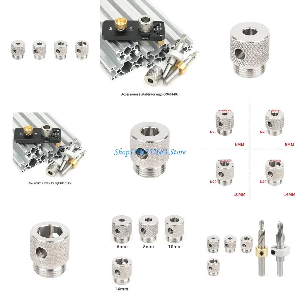 

Y6GD 4 Piece Step Drill Sleeve for Aluminum Extrusions M20 Threaded 6mm 8mm 10mm 14mm Holes 7mm Quick Release Design