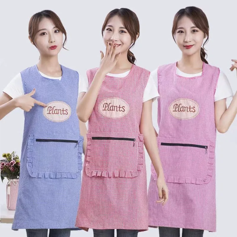 Fashion Home Apron Kitchen Oil-proof Housekeeping Vest Comfortable Breathable Cotton Overalls Breathable Household Sleeveless