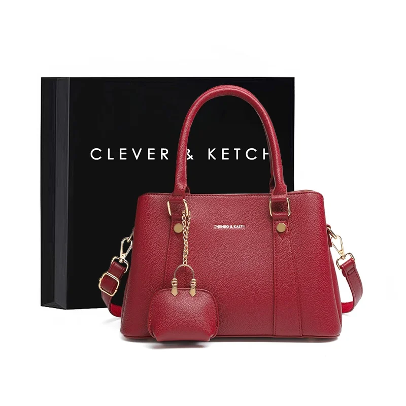 

Ele Red Wedding Bridal Bag Luxury Mom Handbag Vintage Ladies Pouch Cleverketch Faionable Commuter Sle Detachable Strap