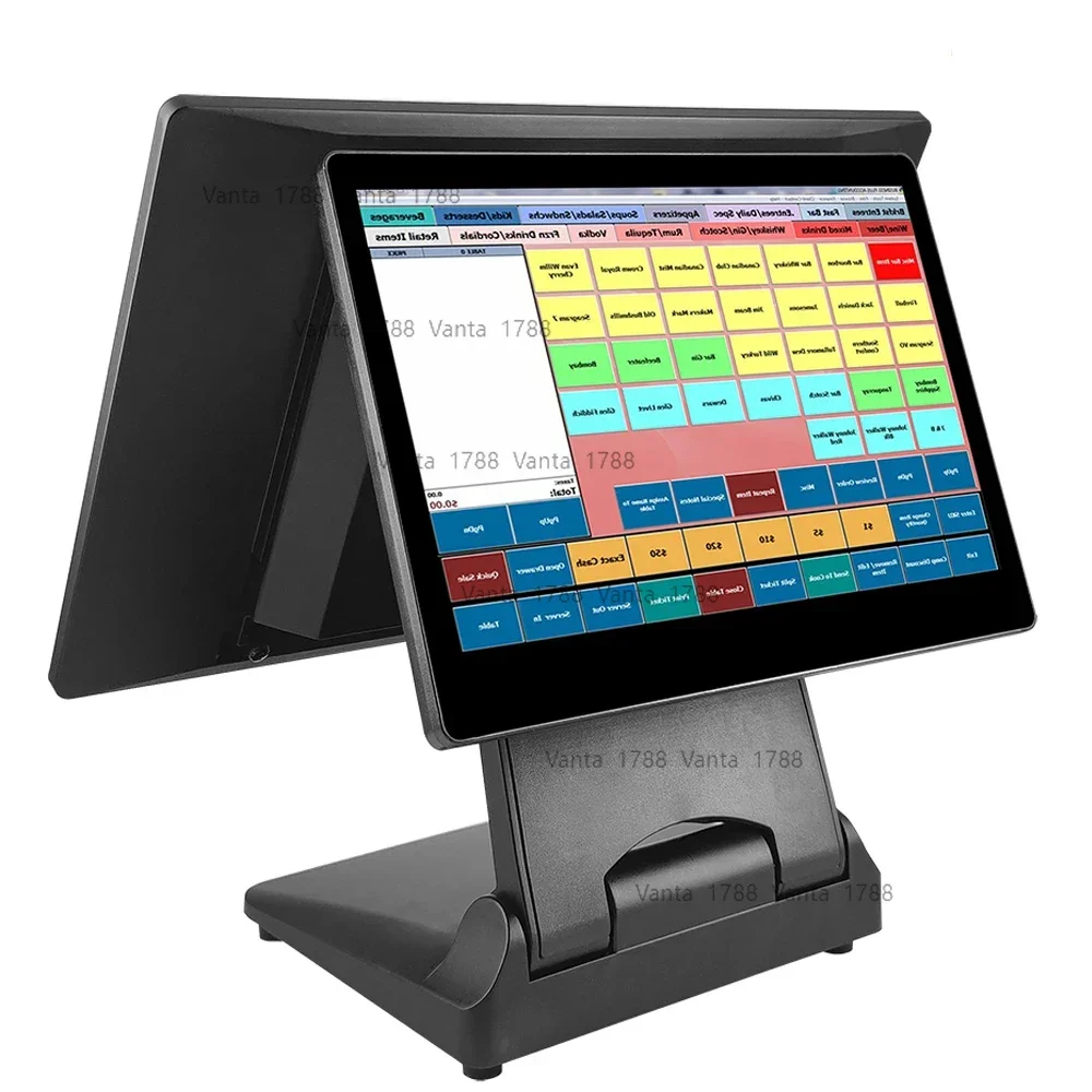 

15,6 + 10,1-дюймовый сенсорный аппарат с двойным экраном Windows Android POS Ресторан Android Все в одном Pos