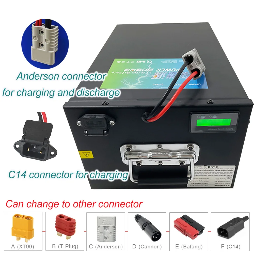 Paquete de batería Lifepo4 60V 40Ah con 60A BMS para motocicleta eléctrica 1800W 3000W Motor + carga 5A