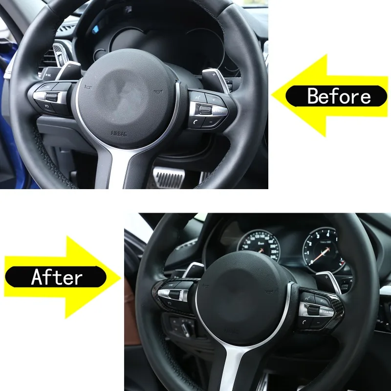 ABS Carbon Fiber Car Steering Wheel Button Frame Trim For BMW F20 F22 F21 F30 F32 F33 F36 F06 F12 F13 X5 F15 X6 F16 M-Sport