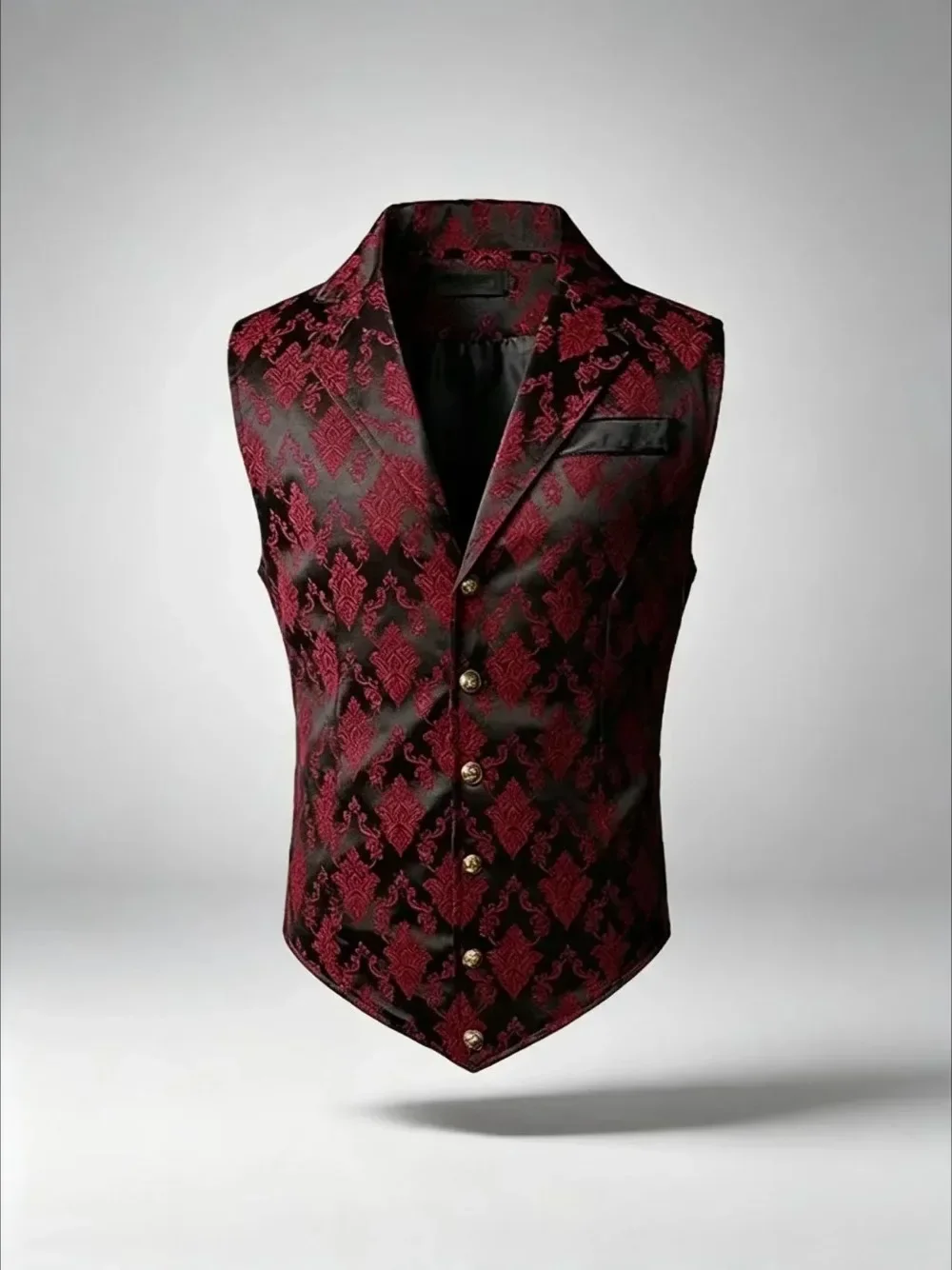 Herrenweste im viktorianischen Stil mit Paisley-Jacquardmuster, Weste mit Reverskragen und einreihiger Knopfleiste, Gothic-Smokingweste für Hochzeitsfeier, Cosplay – Detail 7