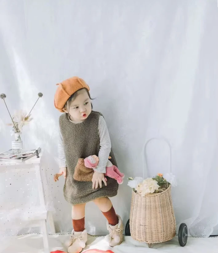 INS New Rattan Storage Basket Kids Shopping Trolleys Shopping Cart